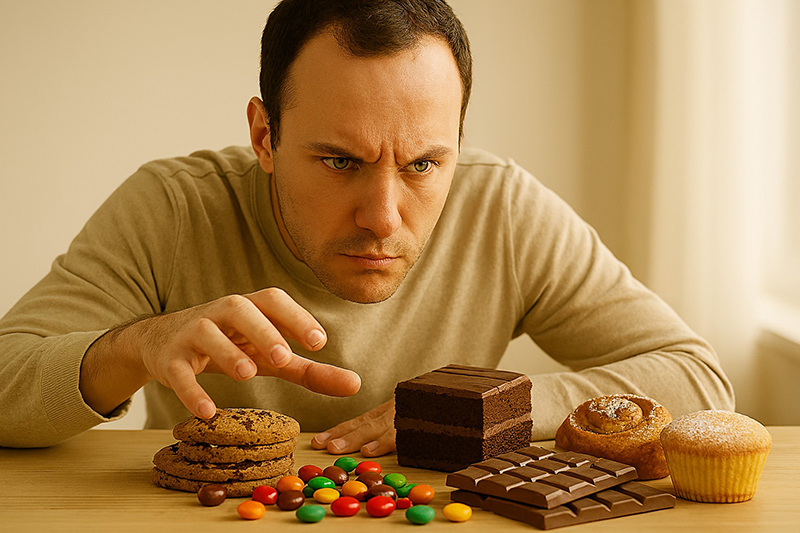 Fringales sucrées répétitives causées par une consommation excessive de sucre
